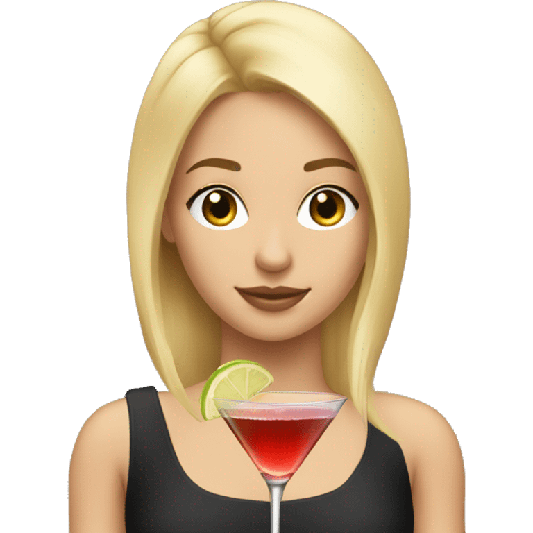 Blonde and straight hair girl sustaining cocktail emoji