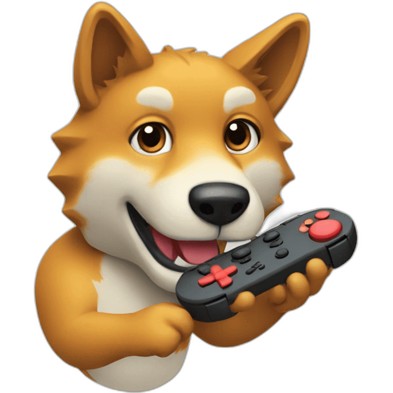 A dingo playing a Nintendo Switch emoji