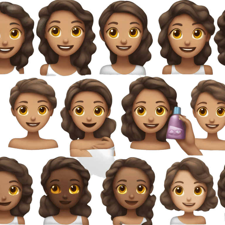 Una mujer joven de tez morena clara que le gusta mucho el skincare y los productos para el cuidado de la piel,  emoji