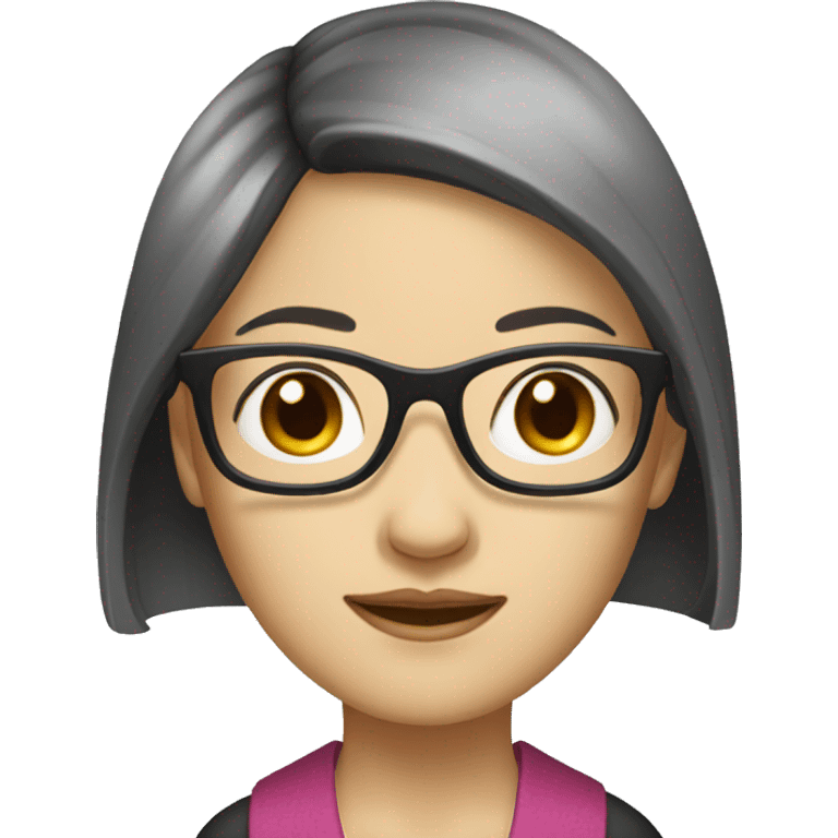 chinese lady with straight hair, wearing glasses emoji