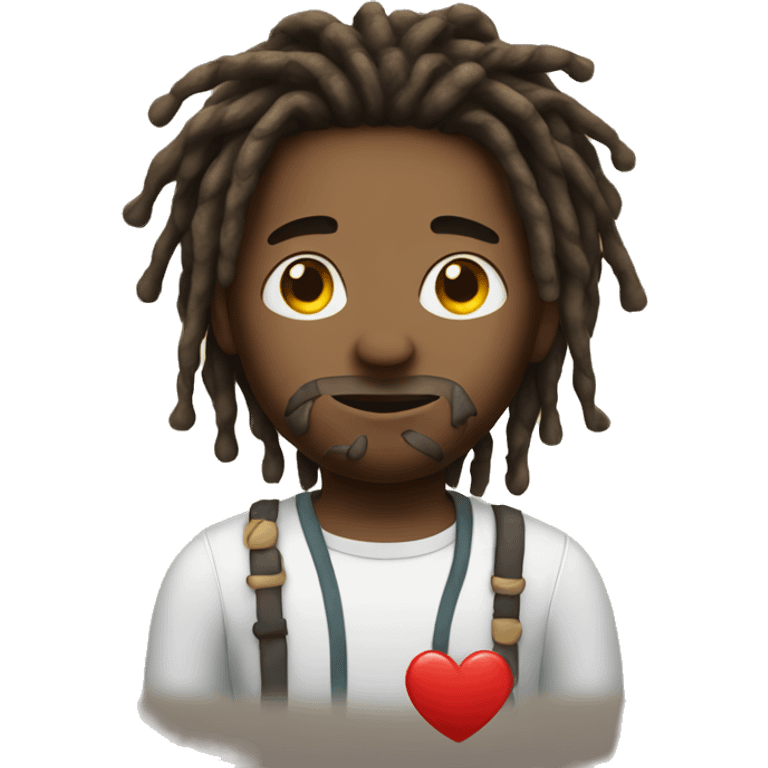 Guy with dreads holding a heart emoji