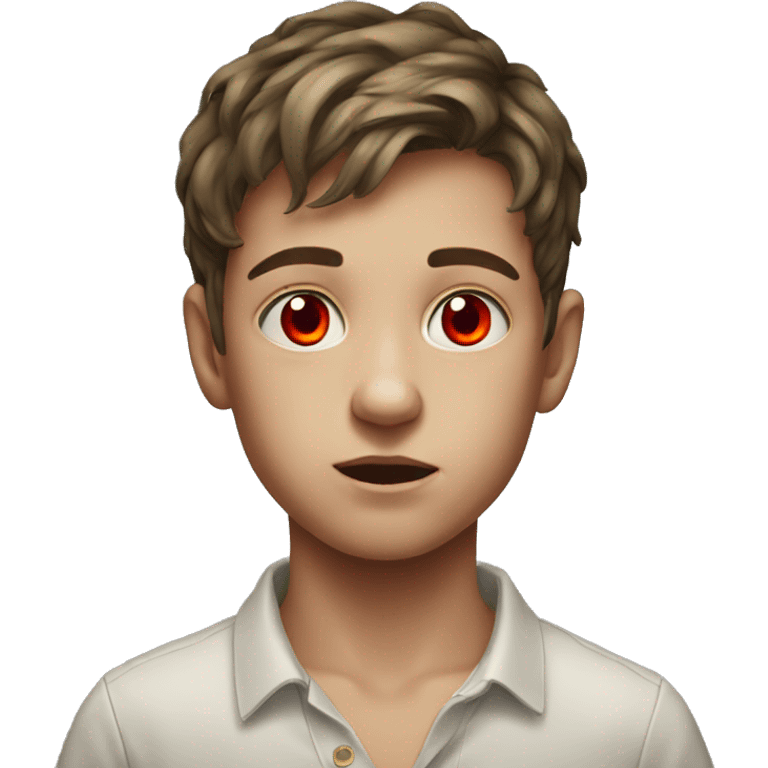 realistic portrait of a boy red eyes emoji