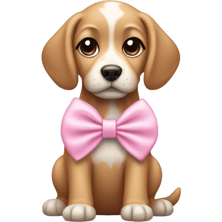 Dog with baby pink bows on emoji