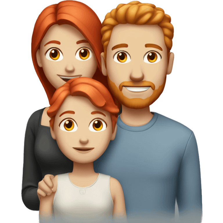 White family of 3 with red hair emoji