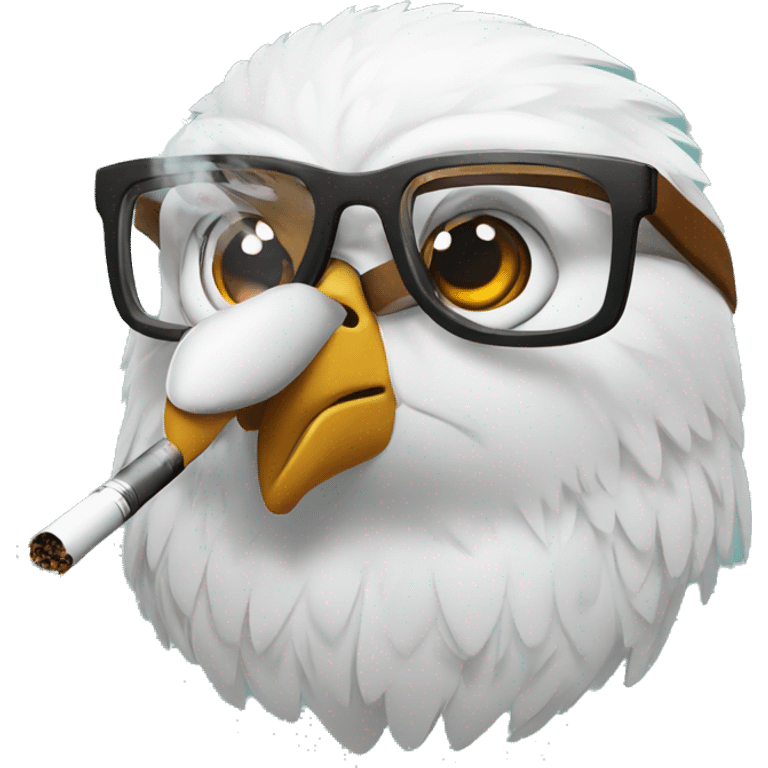 Hawk with glasses smoking a vape emoji