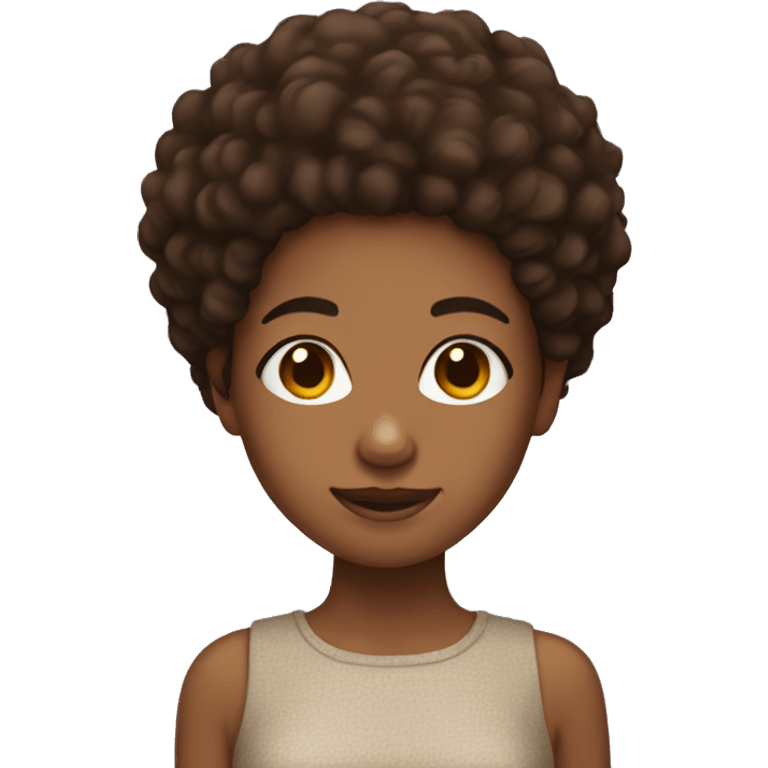 Girl with brown skin and Afro hair  emoji