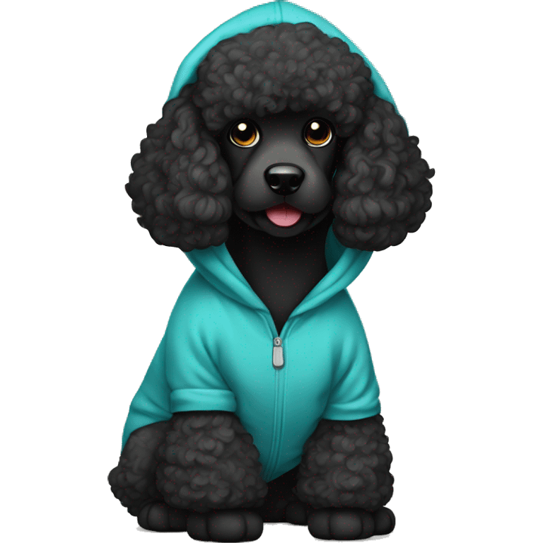 Black poodle with a hoodie emoji