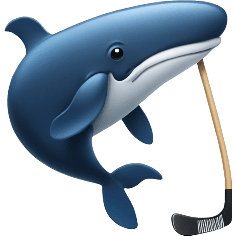 A whale holding a hockey stick emoji