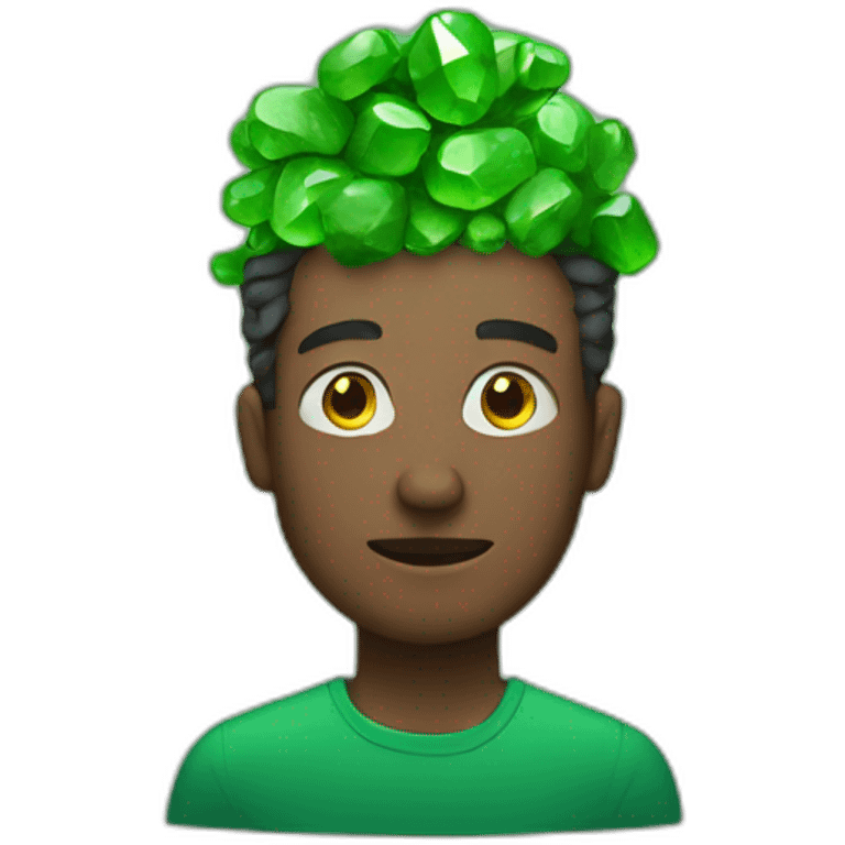 a man with green stones on his head emoji