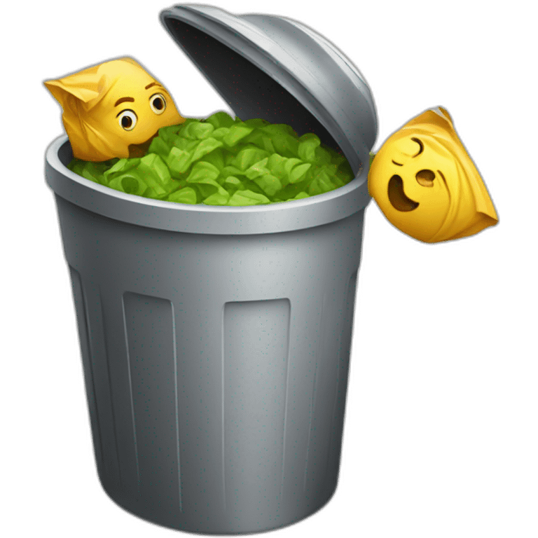 garbage being thrown in trashcan emoji