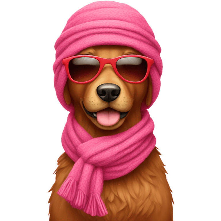 red doodle with a pink scarf and sunglasses  emoji