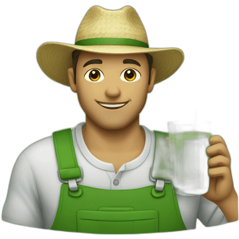 Male farmer drinking green juice emoji