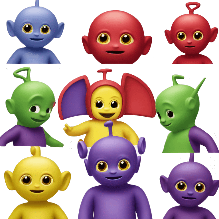 Purple, red, yellow, and green teletubbies(4 only) emoji