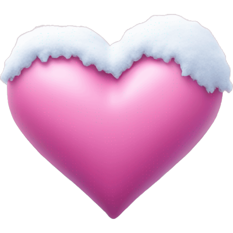 Pink Heart with snow on it and a snowy mountain background  emoji