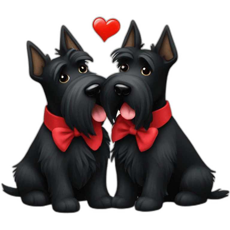 Two black Scottish terrier kissing emoji