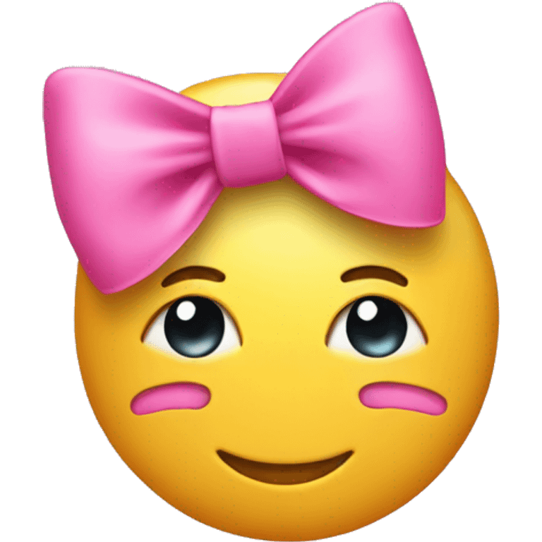 smiley calm face with a pink bow on the side of its face emoji