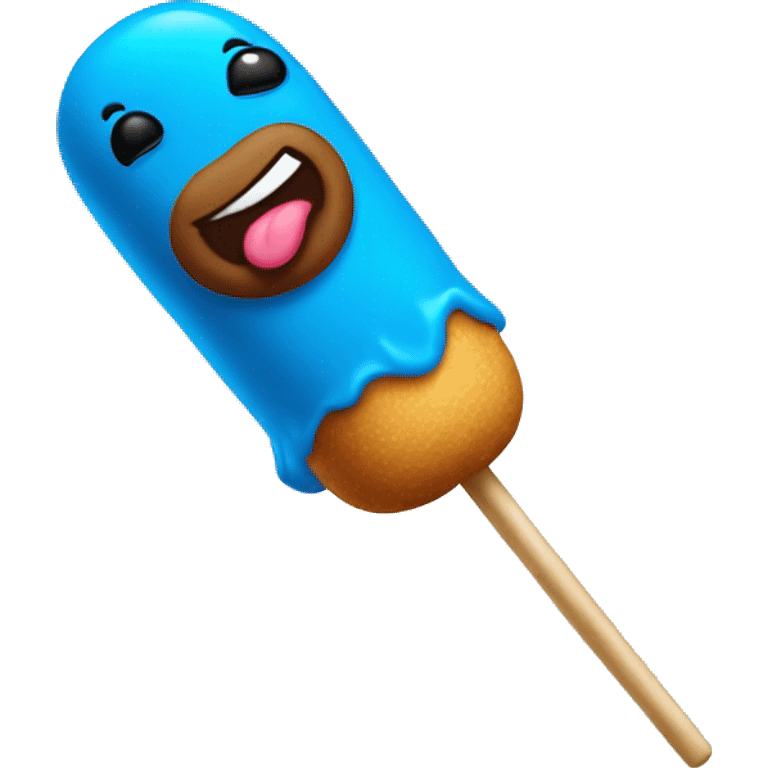 Blue corndog on a stick emoji