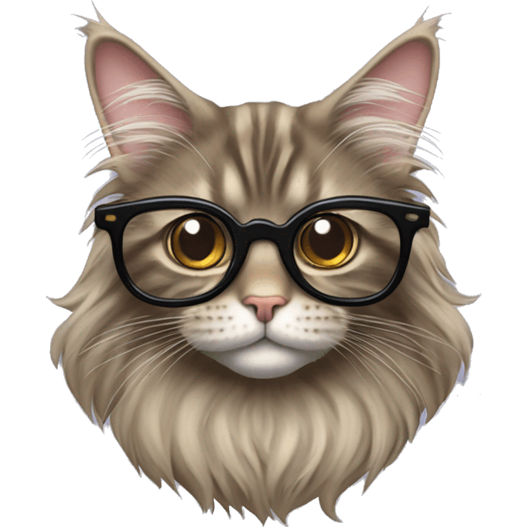 maine coon cat with harry potter style glasses emoji