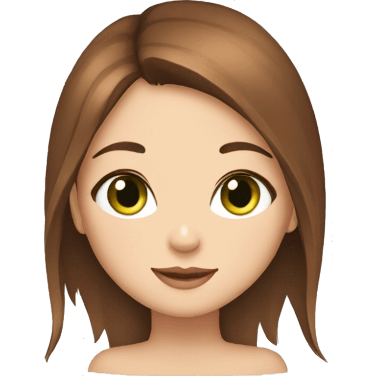 make a sticker of a girl with a cat, green eyes, girl with brown hair emoji