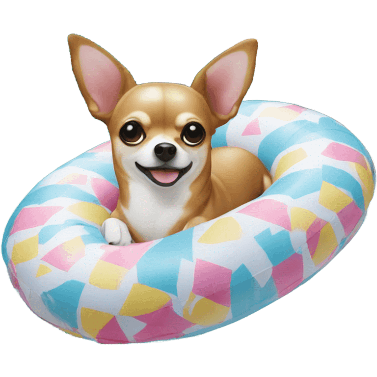 chihuahua on pool float emoji