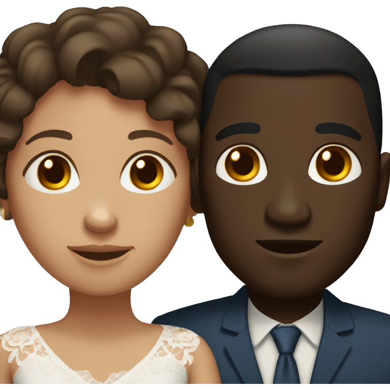 Married couple dark skin man and light skin woman  emoji