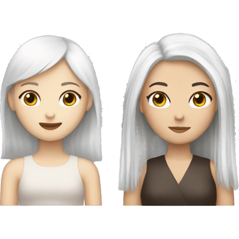 Create a white Chinese-haired girl and a brunette straight-haired girl emoji