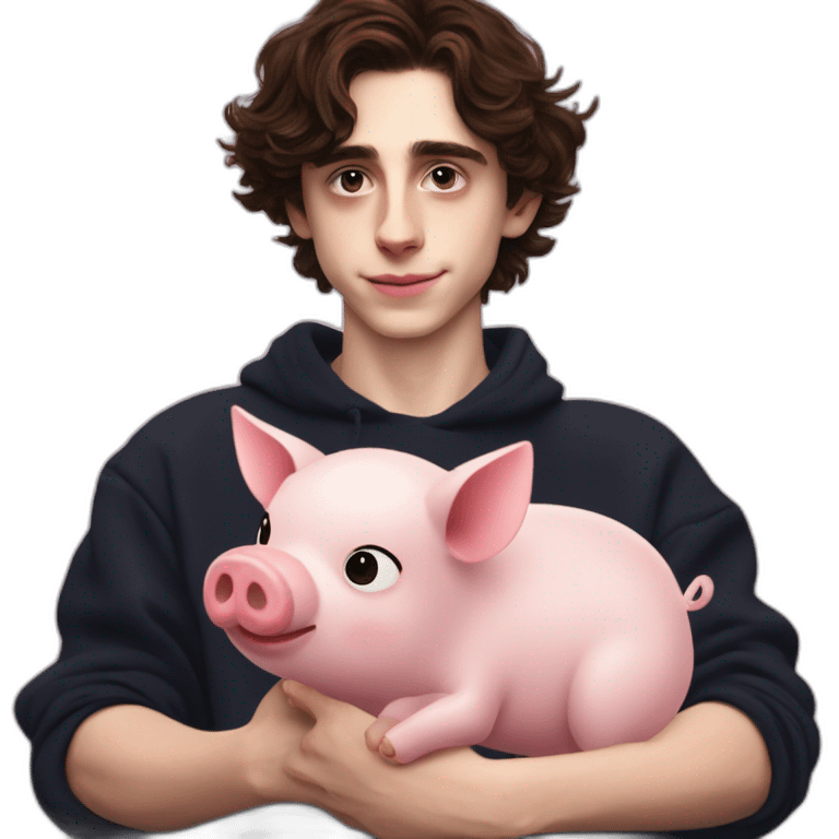 Timothee chalamet holding the gravity falls pig emoji