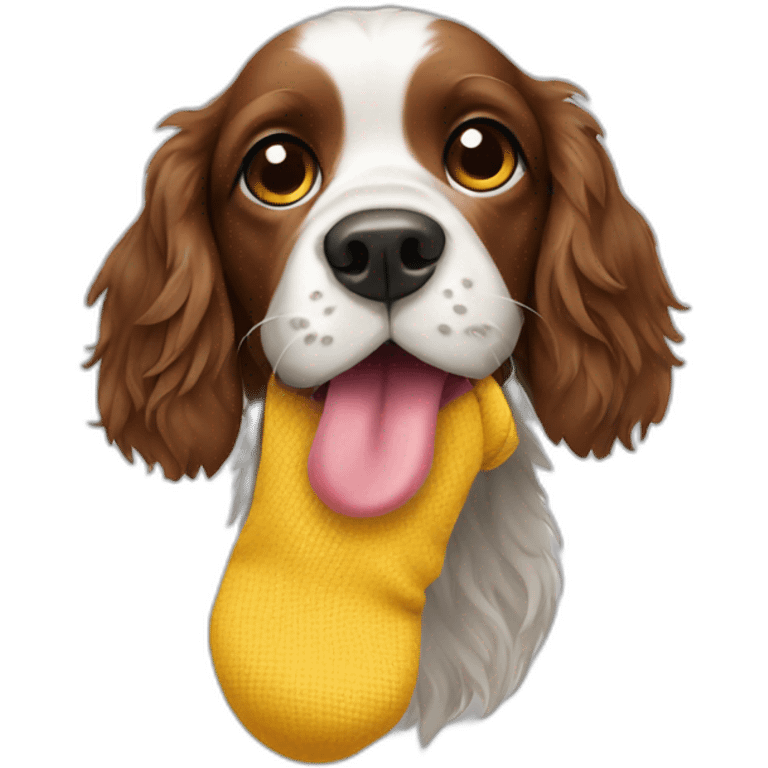 spaniel eating a sock emoji