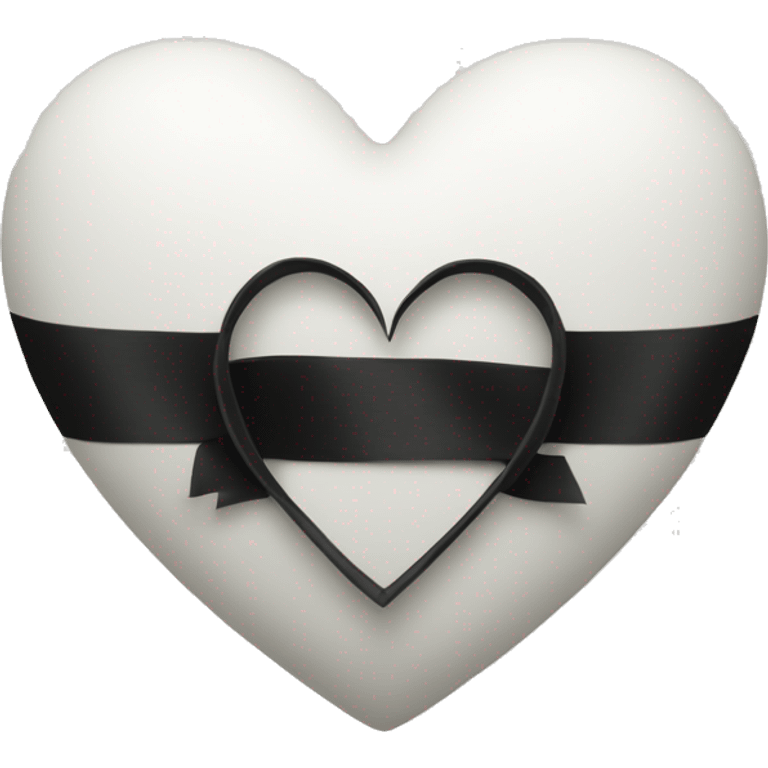 White heart with black ribbon emoji