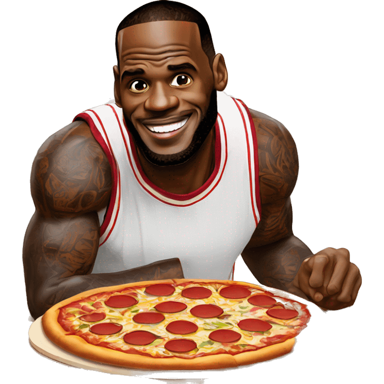 LeBron, James, qui mange une pizza pizza emoji