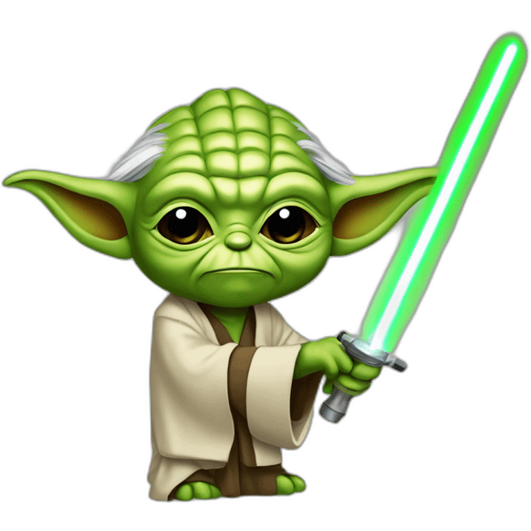 maitre yoda avec un sabre laser emoji