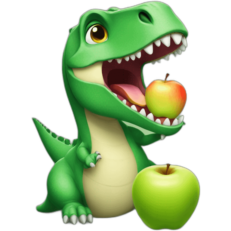 dinosaur eating apple emoji