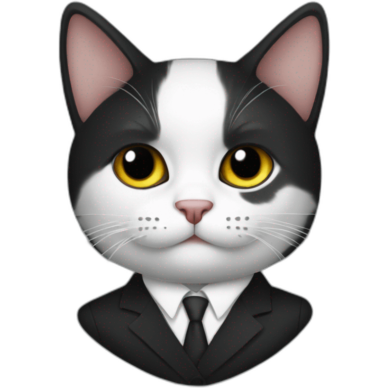 Black and white cat in a suit emoji