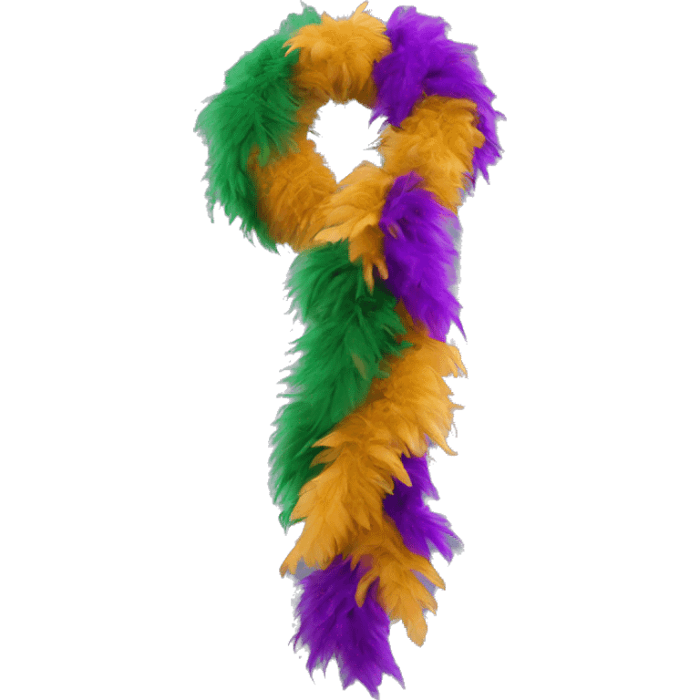 Realistic isolated single stretched out mardi gras color feather boa. emoji