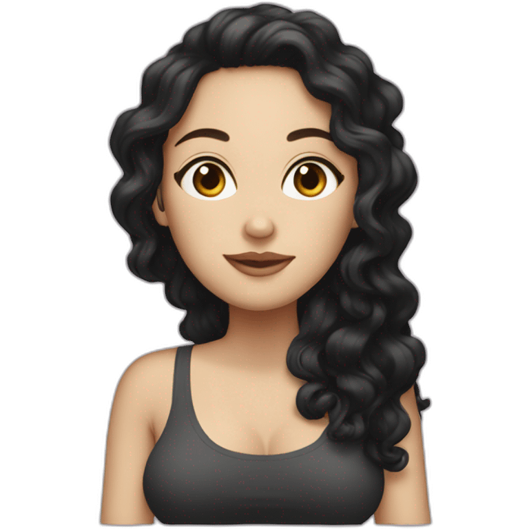 pregnant white woman with black curly long hair emoji