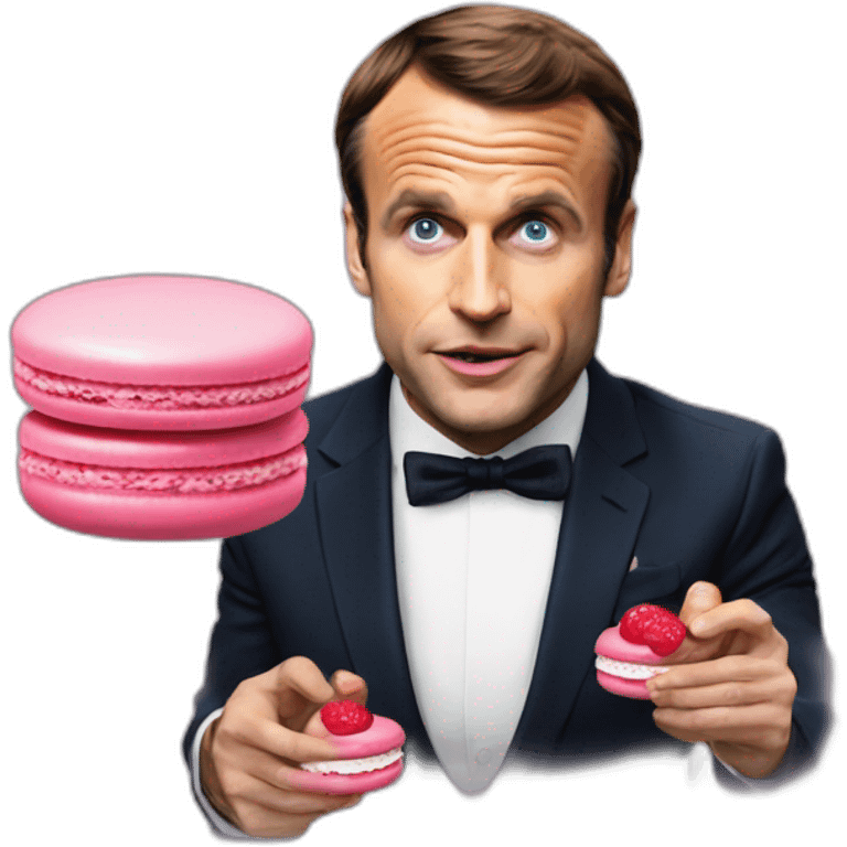 Emanuel macron mange un macaron emoji