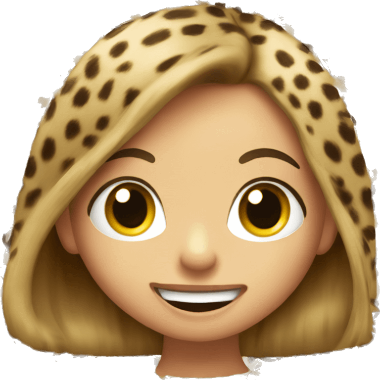 playful girls in leopard print with tongue out emoji