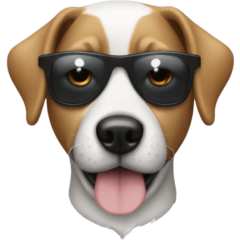 white and black dog with sunglasses and costume  emoji