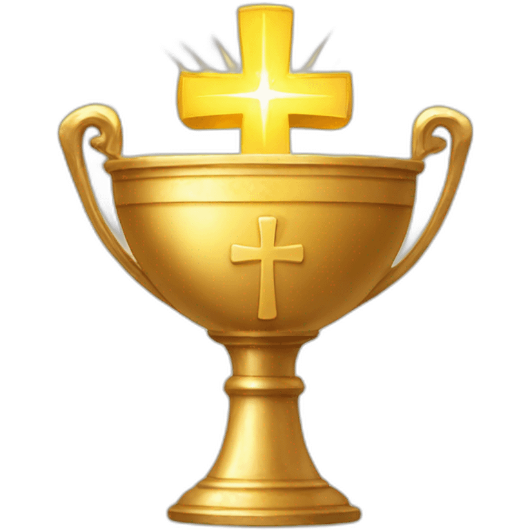 Golden chalice with radiant cross. emoji