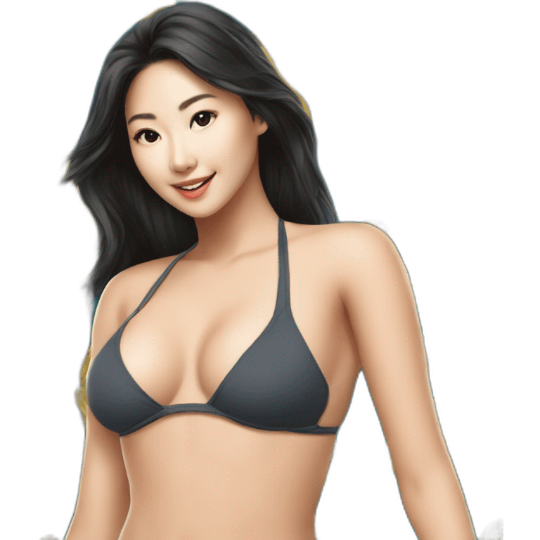 Sexy soft-fit wasian woman bikini (beach body) bed emoji