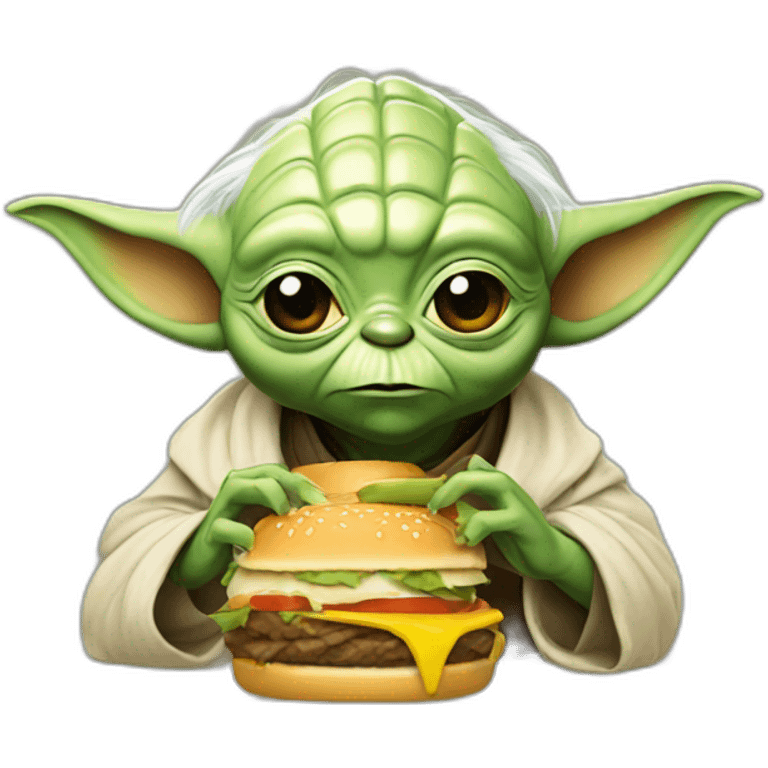 Yoda eating burgers emoji