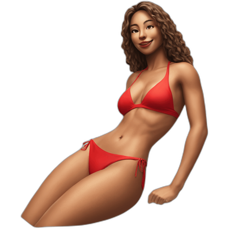 Sexy pose soft-fit woman red bikini (beach body) realism emoji