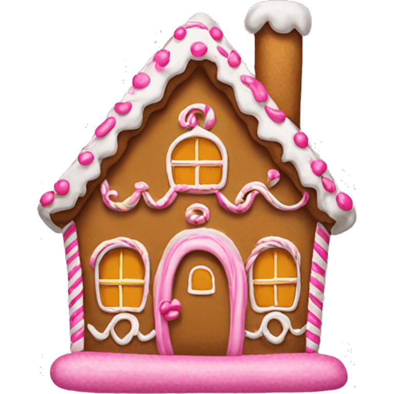 Gingerbread house with a pink bow  emoji