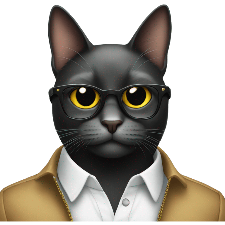 black cat with swag emoji