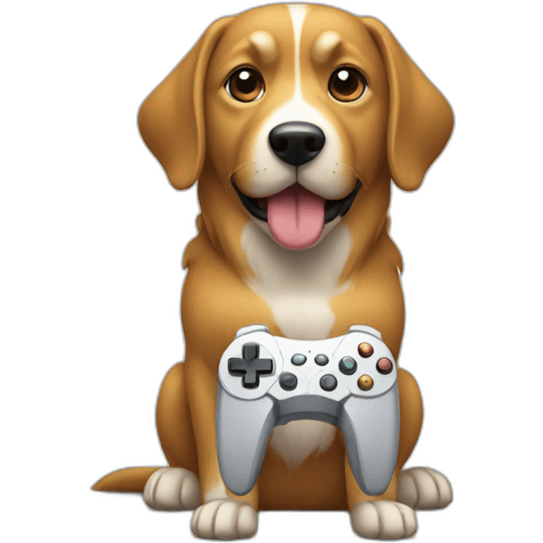 Chien avec une console emoji