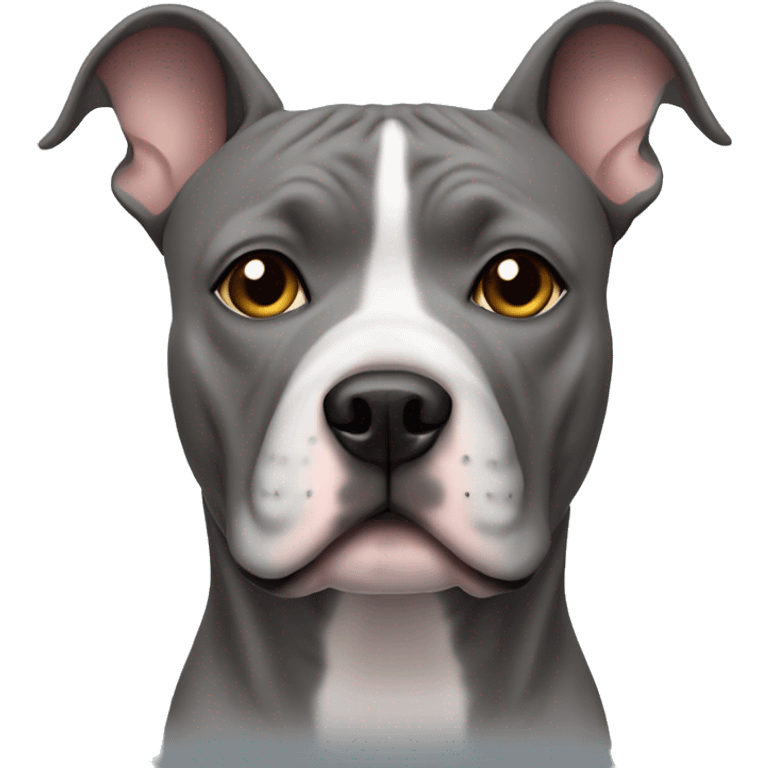 Solid gray Staffordshire terrier with pointy ears  emoji