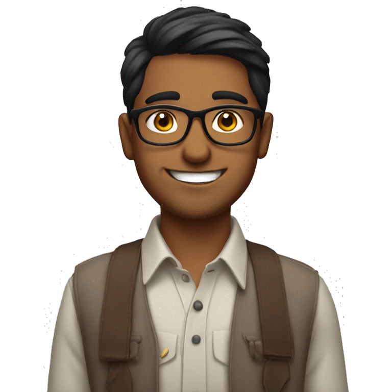 Indian young with glasses no beard, smiling emoji