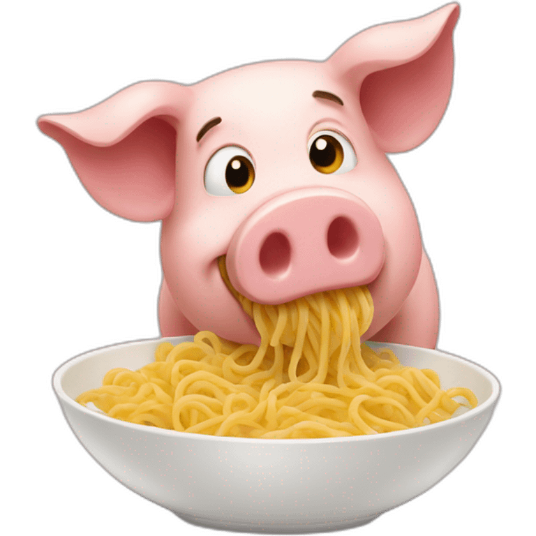 pig eating pasta emoji