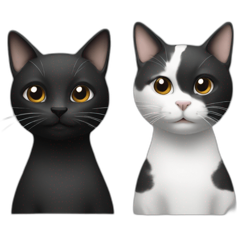 2 cats, 1 black and 1 white emoji