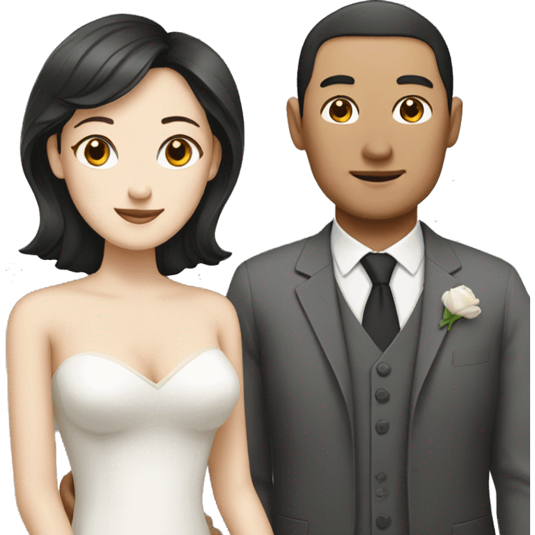 Chinese men with white women as wife and husband emoji